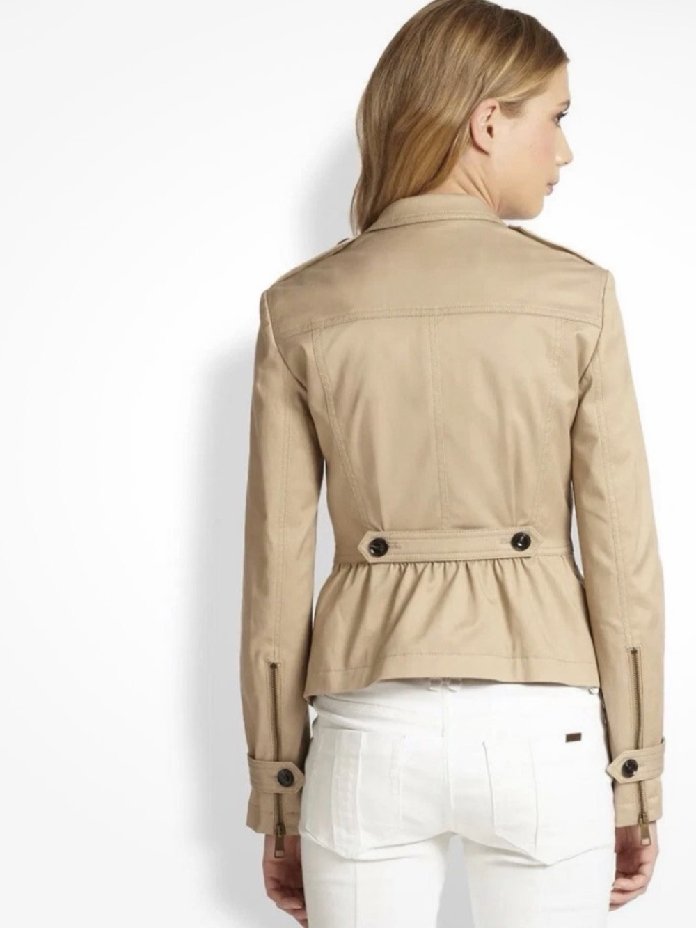 Burberry Women's Beige Tailored Peplum Jacket 6 - Picture 10 of 14